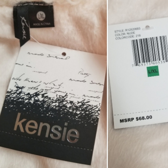 🆕️⬇️KENSIE Nude Faux-Fur Open Front Coat - Picture 7 of 8